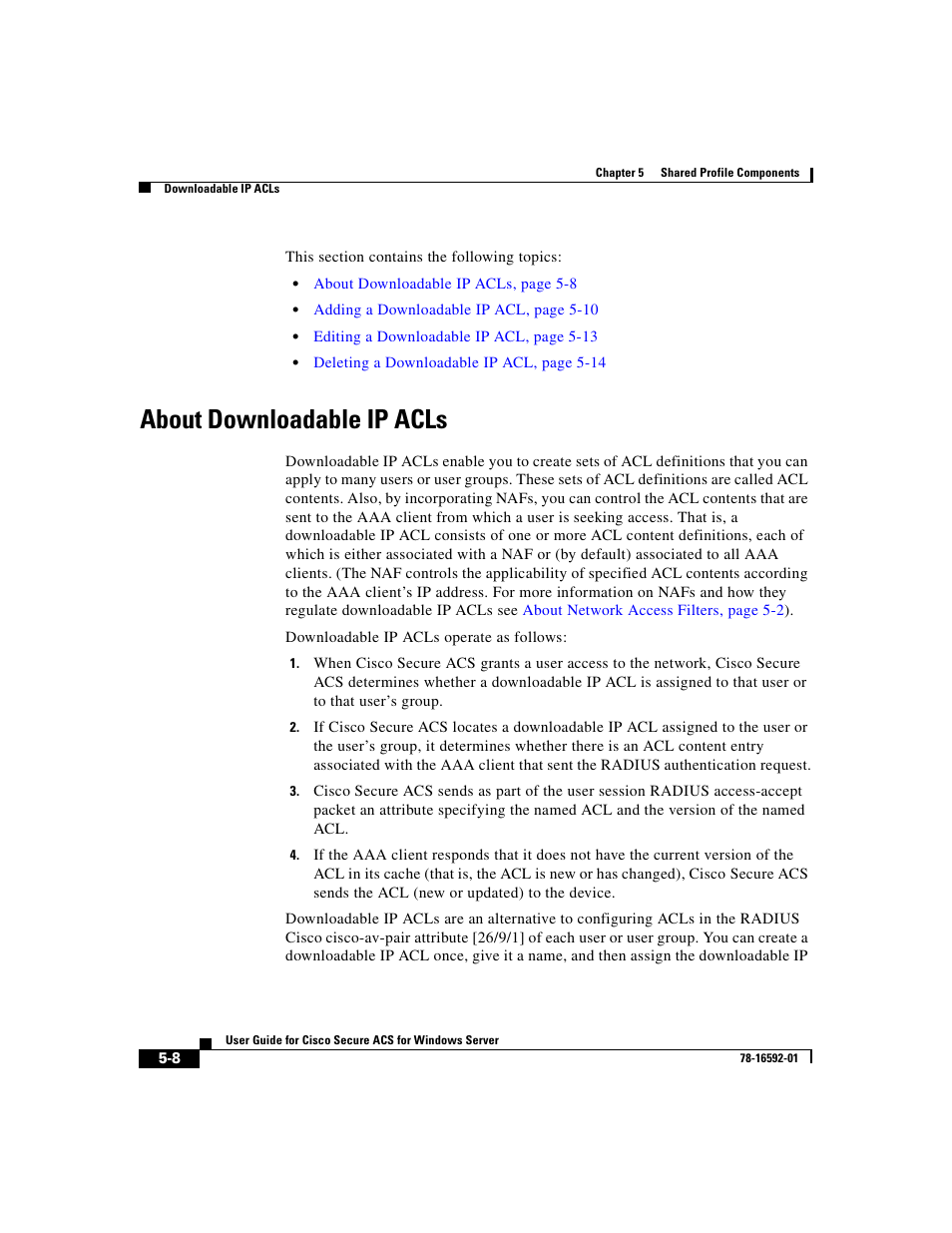 About downloadable ip acls, About | Cisco 3.3 User Manual | Page 162 / 860