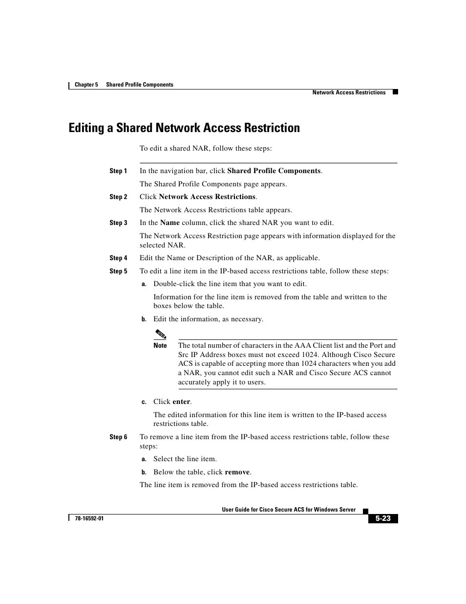 Editing a shared network access restriction | Cisco 3.3 User Manual | Page 177 / 860