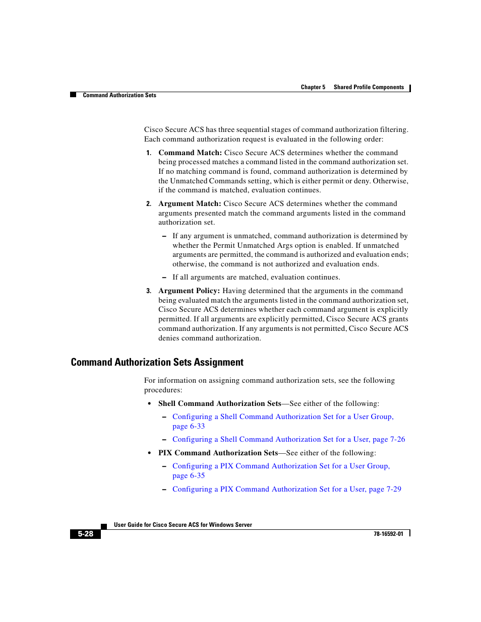 Command authorization sets assignment | Cisco 3.3 User Manual | Page 182 / 860