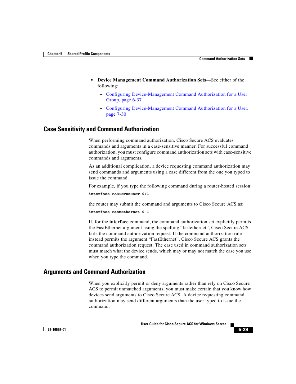 Case sensitivity and command authorization, Arguments and command authorization | Cisco 3.3 User Manual | Page 183 / 860