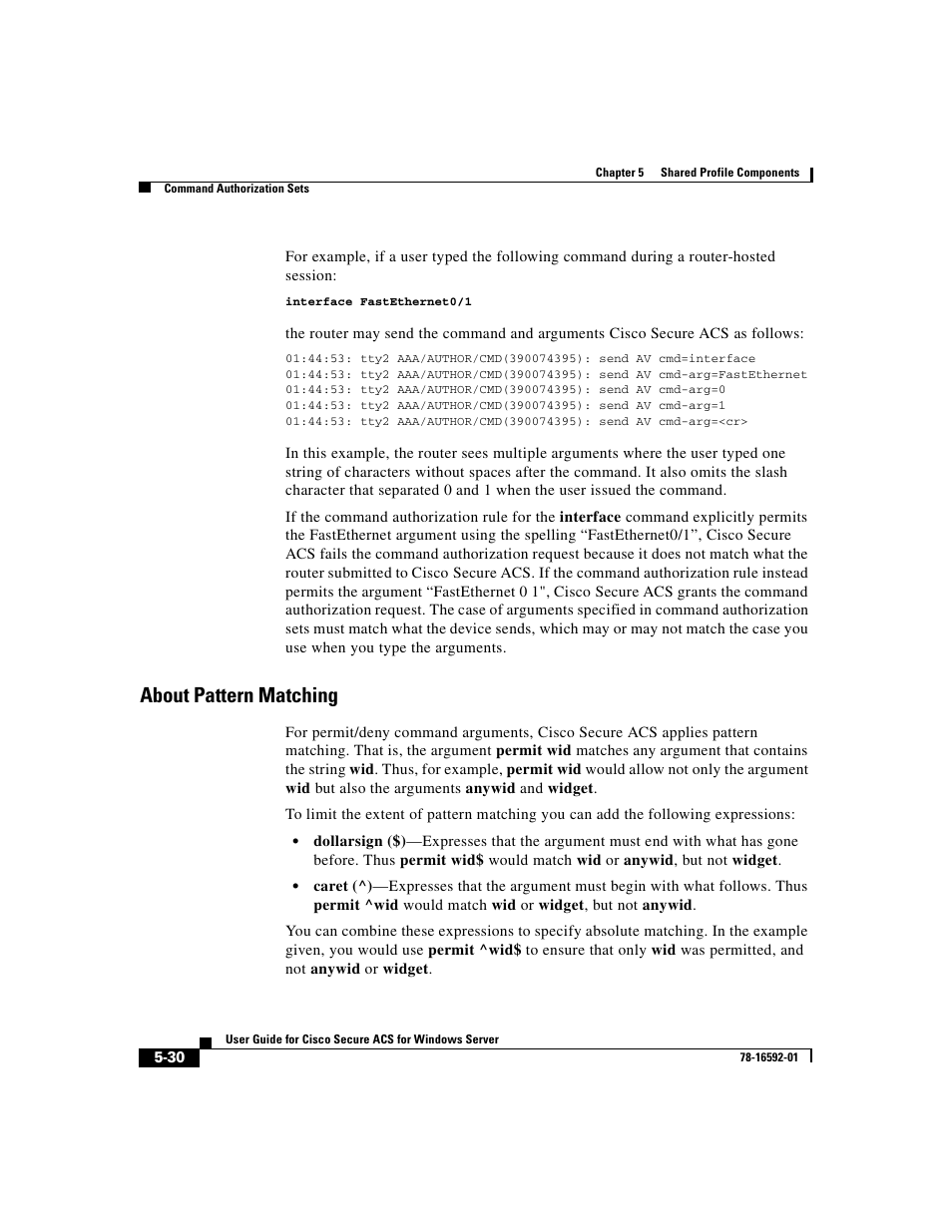 About pattern matching | Cisco 3.3 User Manual | Page 184 / 860