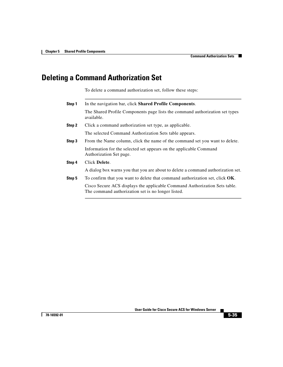 Deleting a command authorization set | Cisco 3.3 User Manual | Page 189 / 860