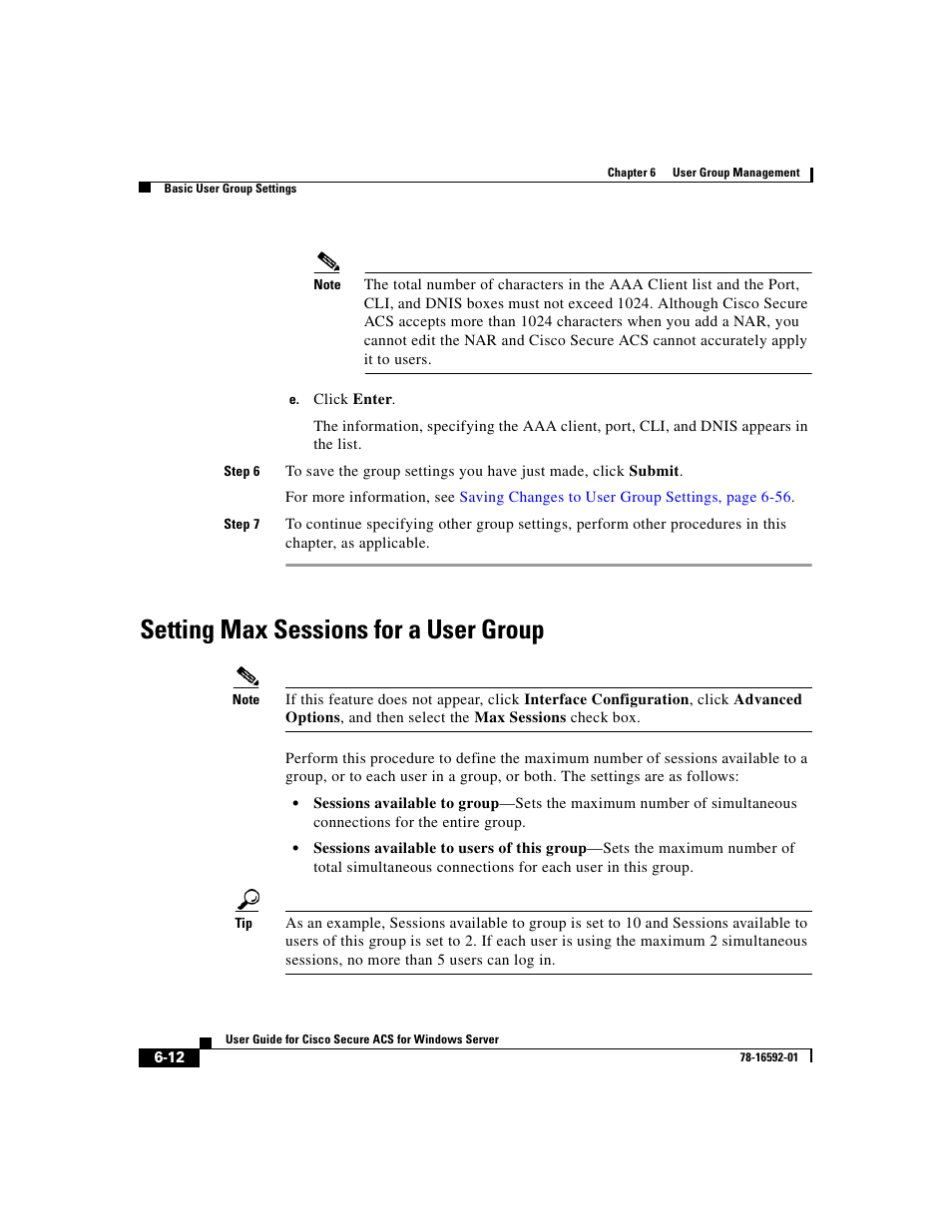 Setting max sessions for a user group, Setting max sessions | Cisco 3.3 User Manual | Page 202 / 860