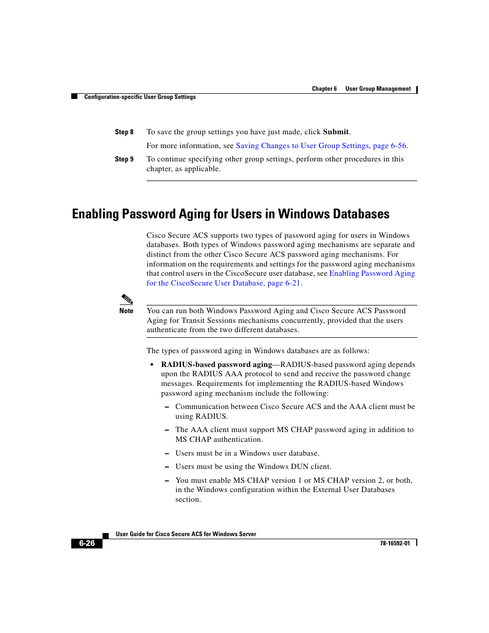 Enabling password aging for users, Enabling password aging for users in | Cisco 3.3 User Manual | Page 216 / 860