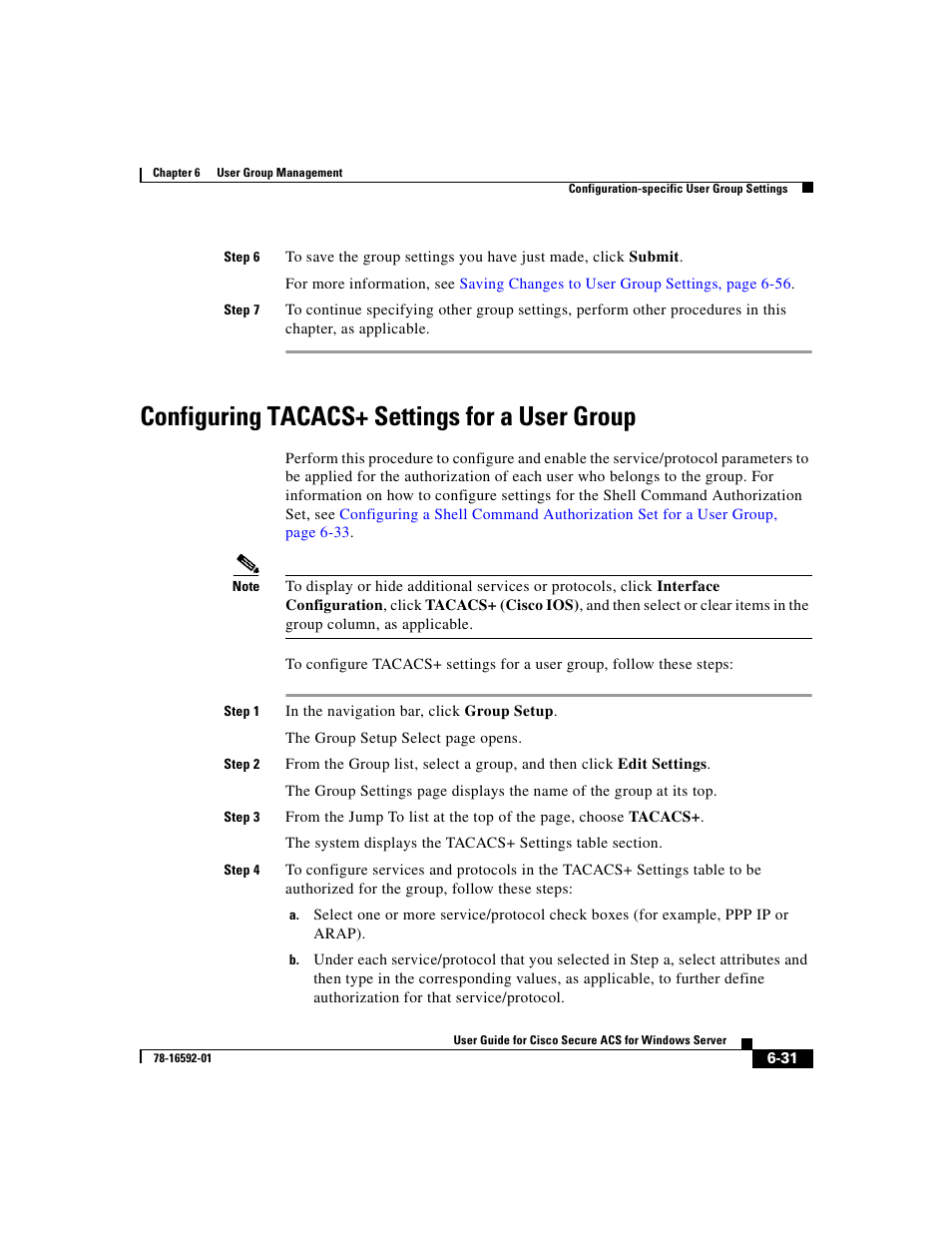 Configuring tacacs+ settings for a user group | Cisco 3.3 User Manual | Page 221 / 860