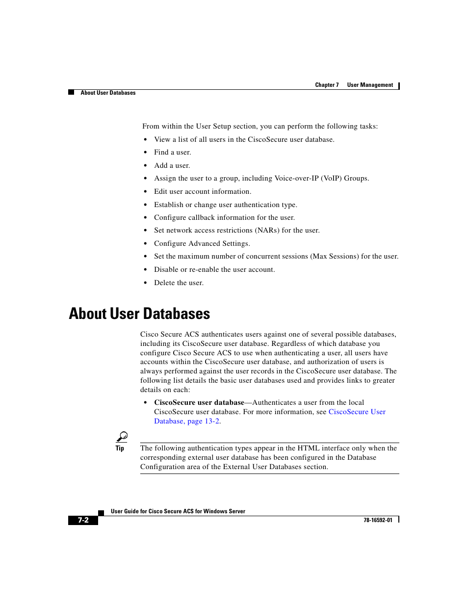 About user databases | Cisco 3.3 User Manual | Page 248 / 860