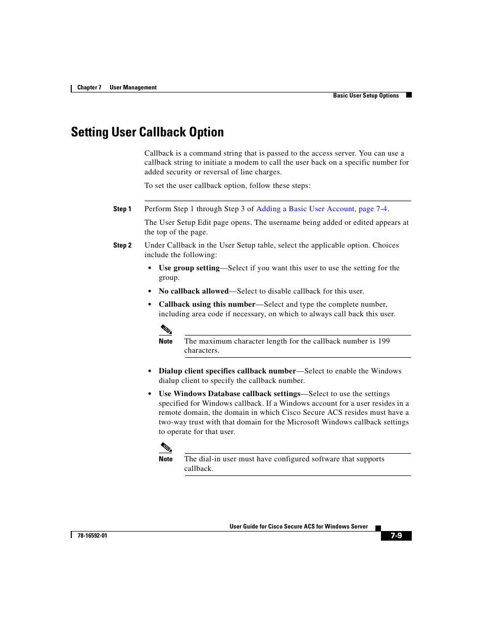 Setting user callback option, Setting user | Cisco 3.3 User Manual | Page 255 / 860