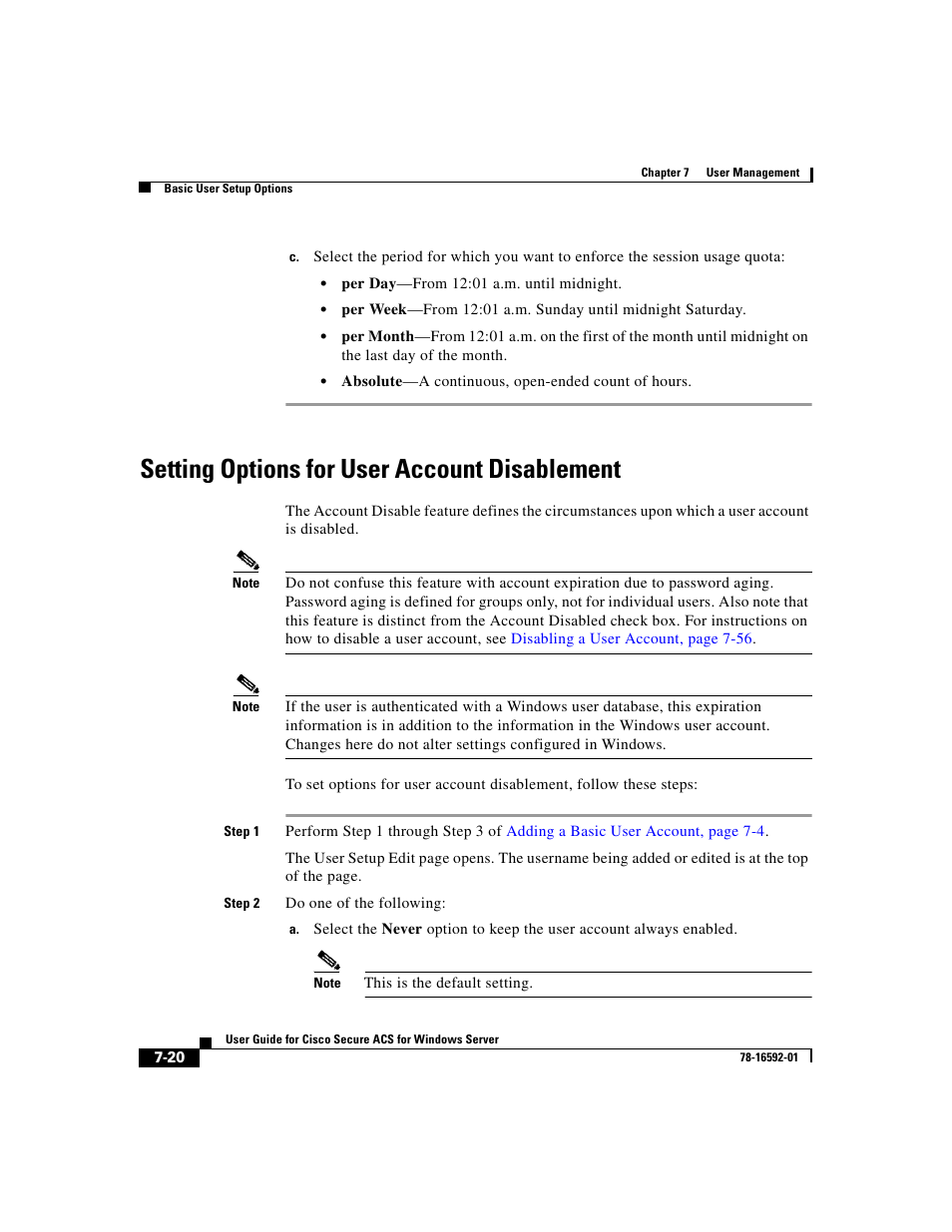 Setting options for user account disablement, Setting options for user | Cisco 3.3 User Manual | Page 266 / 860