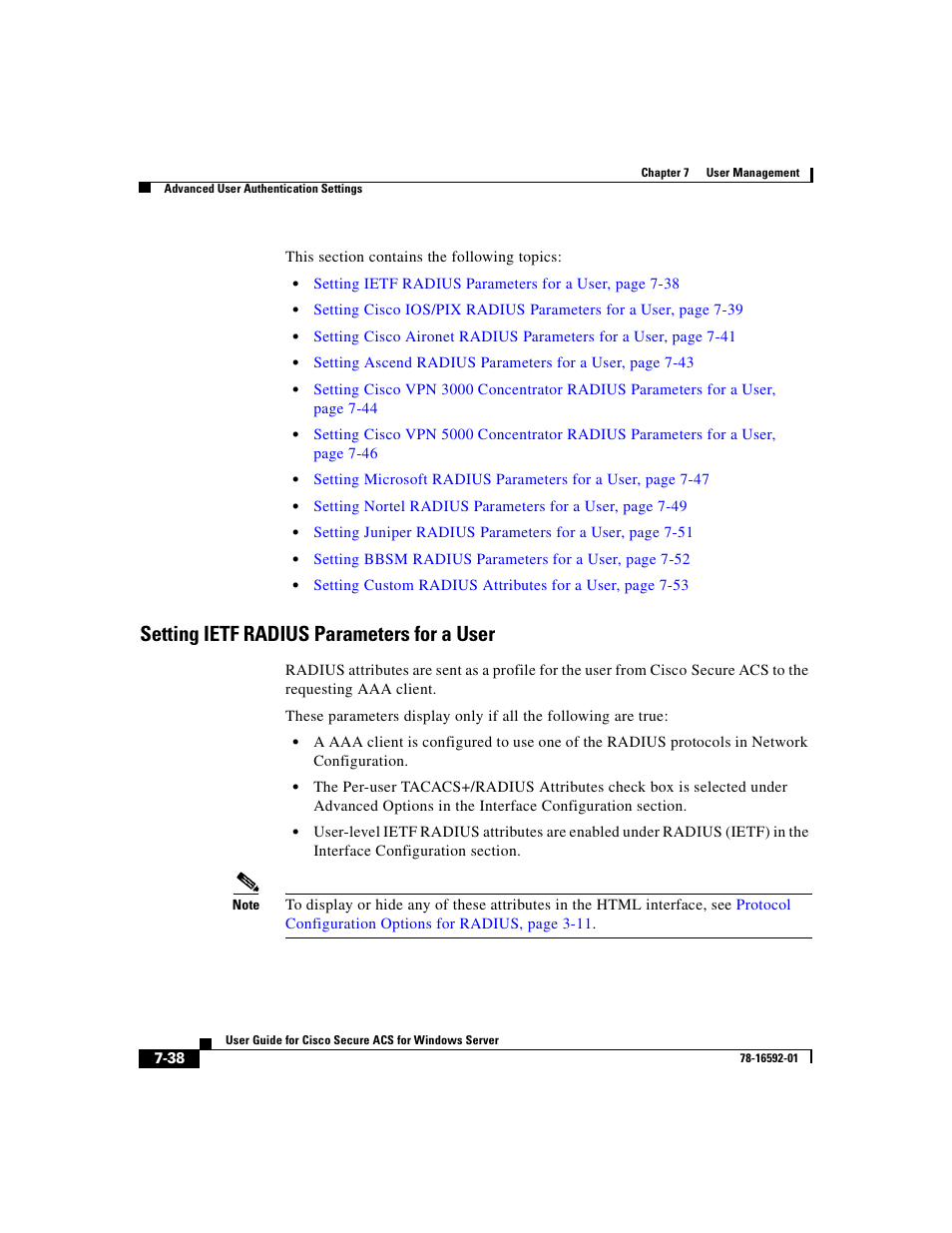 Setting ietf radius parameters for a user | Cisco 3.3 User Manual | Page 284 / 860