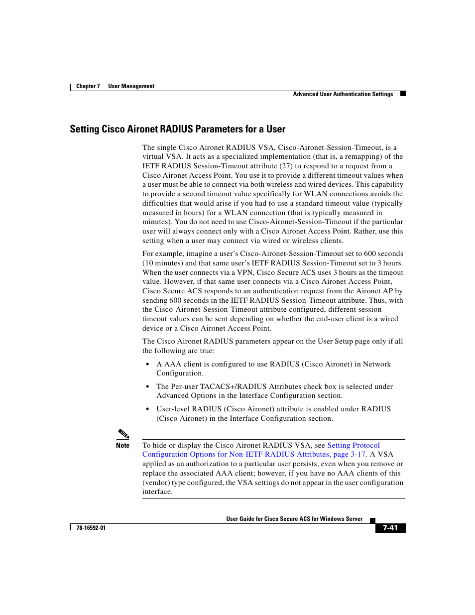 Setting cisco aironet radius parameters for a user | Cisco 3.3 User Manual | Page 287 / 860