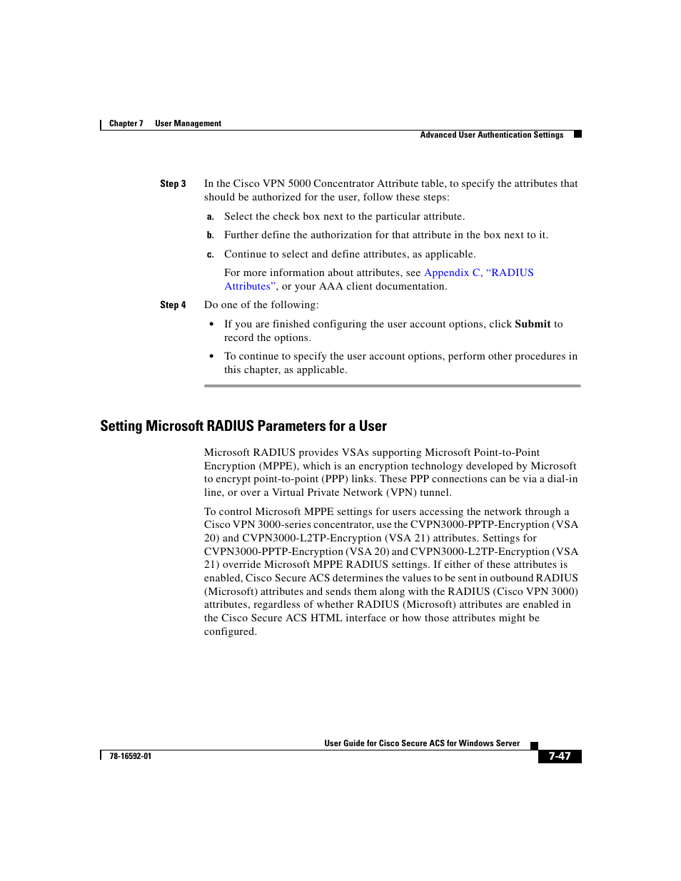 Setting microsoft radius parameters for a user | Cisco 3.3 User Manual | Page 293 / 860