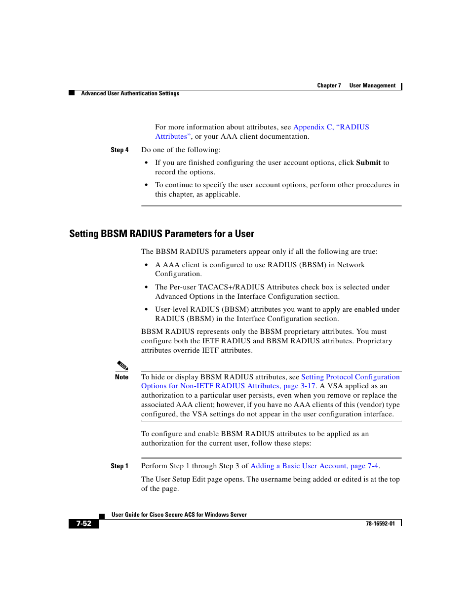 Setting bbsm radius parameters for a user | Cisco 3.3 User Manual | Page 298 / 860