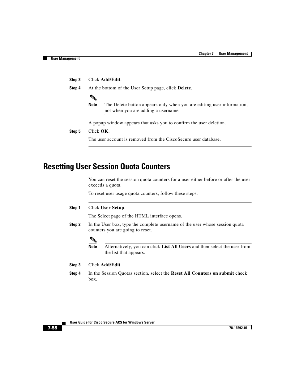 Resetting user session quota counters | Cisco 3.3 User Manual | Page 304 / 860