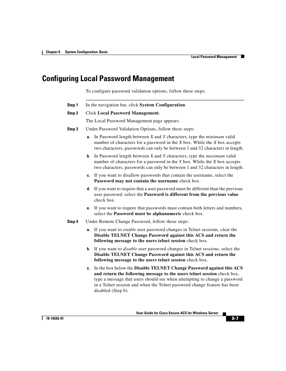 Configuring local password management | Cisco 3.3 User Manual | Page 313 / 860