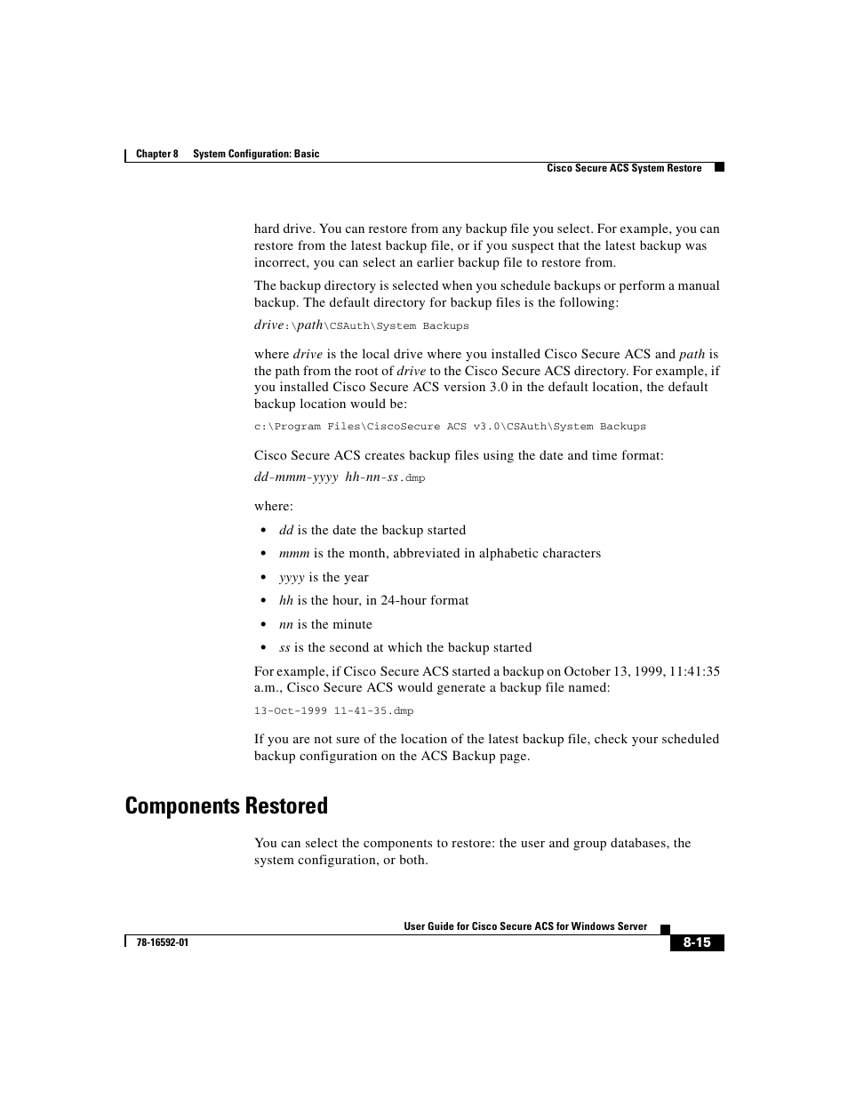 Components restored | Cisco 3.3 User Manual | Page 321 / 860