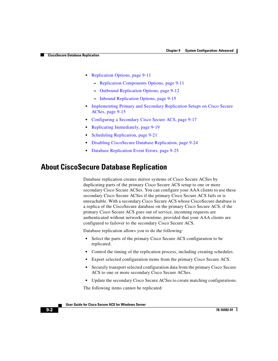 About ciscosecure database replication | Cisco 3.3 User Manual | Page 330 / 860