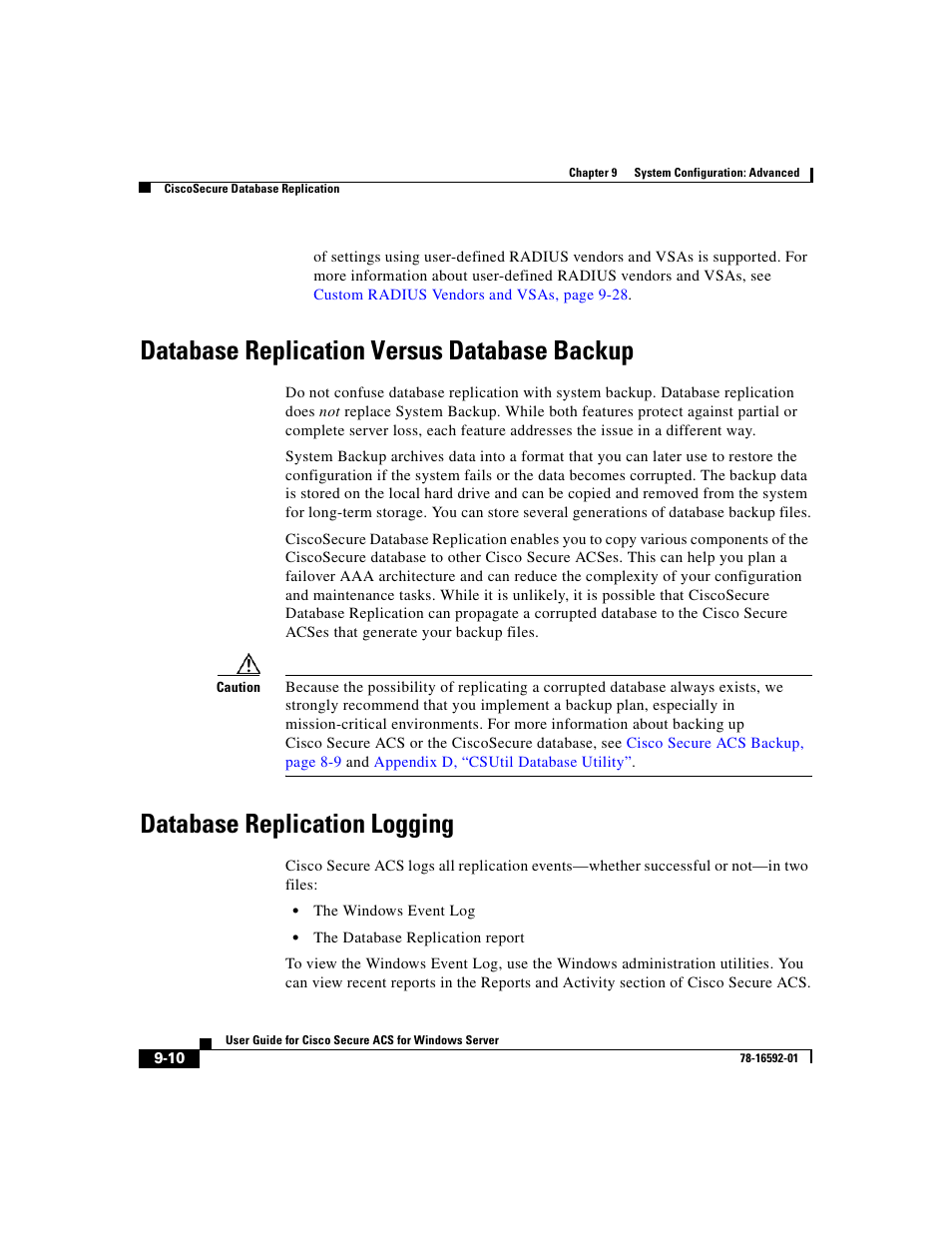 Database replication versus database backup, Database replication logging | Cisco 3.3 User Manual | Page 338 / 860