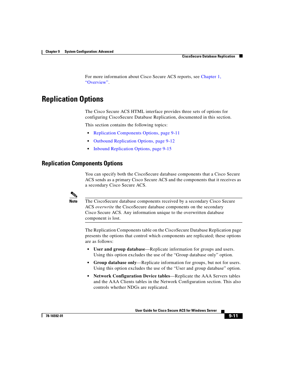 Replication options, Replication components options | Cisco 3.3 User Manual | Page 339 / 860