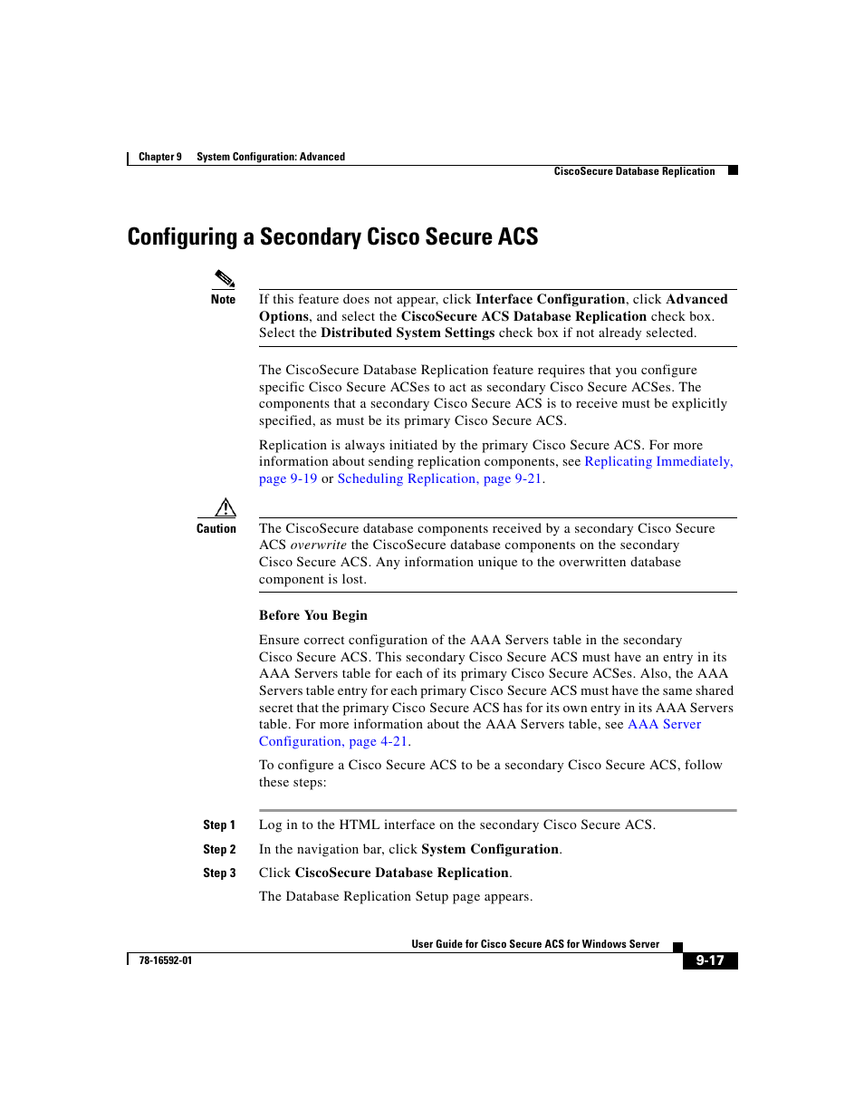 Configuring a secondary ciscosecure acs, Configuring a secondary cisco secure acs | Cisco 3.3 User Manual | Page 345 / 860