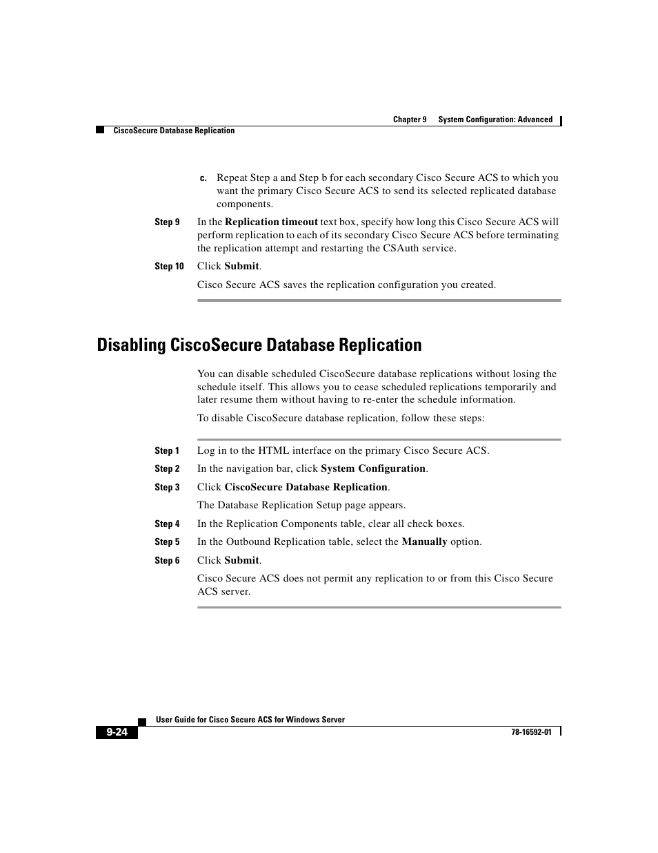 Disabling ciscosecure database replication | Cisco 3.3 User Manual | Page 352 / 860