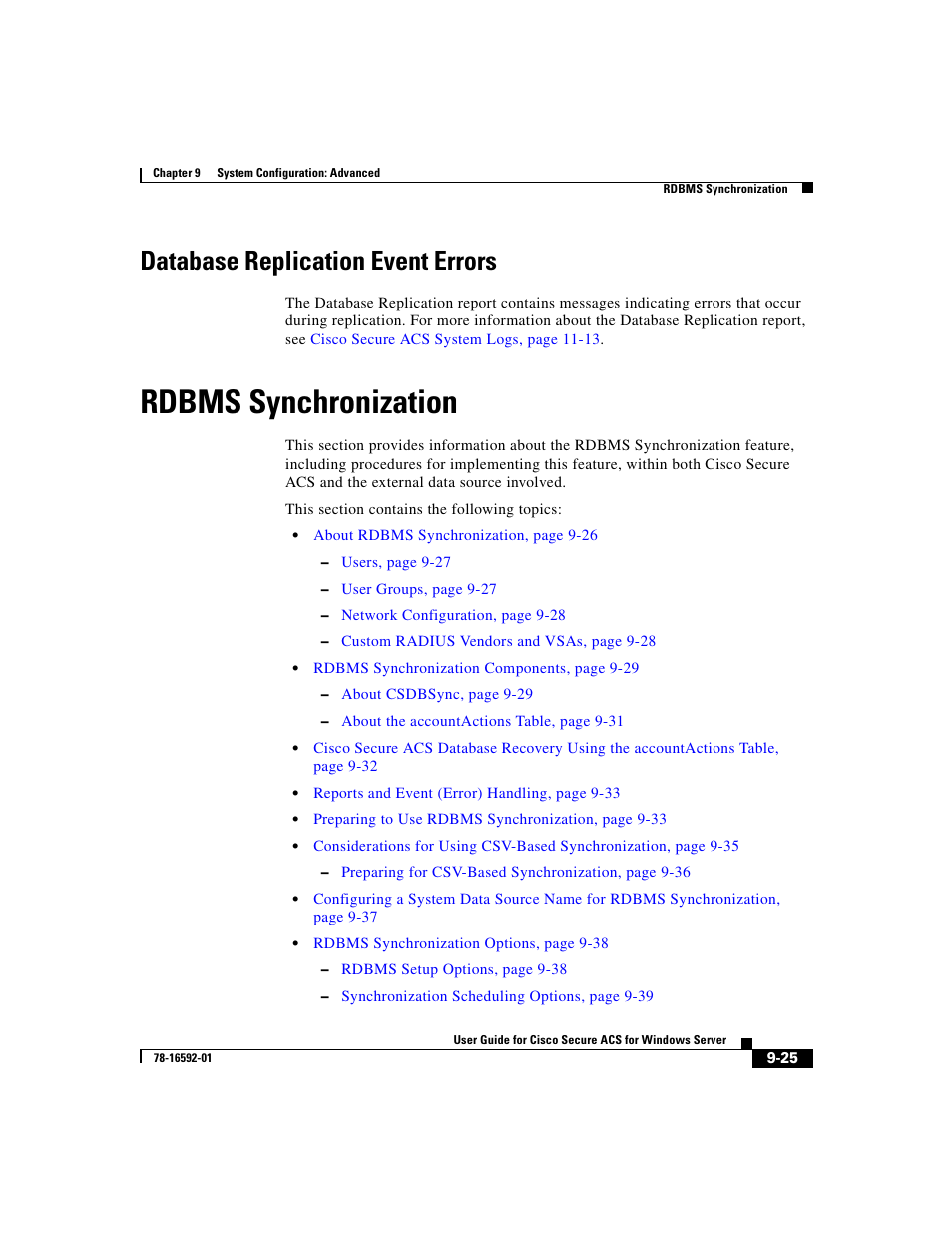 Database replication event errors, Rdbms synchronization, Rdbms | Cisco 3.3 User Manual | Page 353 / 860