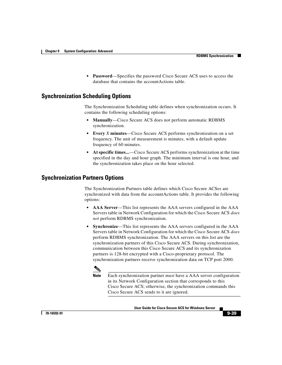 Synchronization scheduling options, Synchronization partners options | Cisco 3.3 User Manual | Page 367 / 860