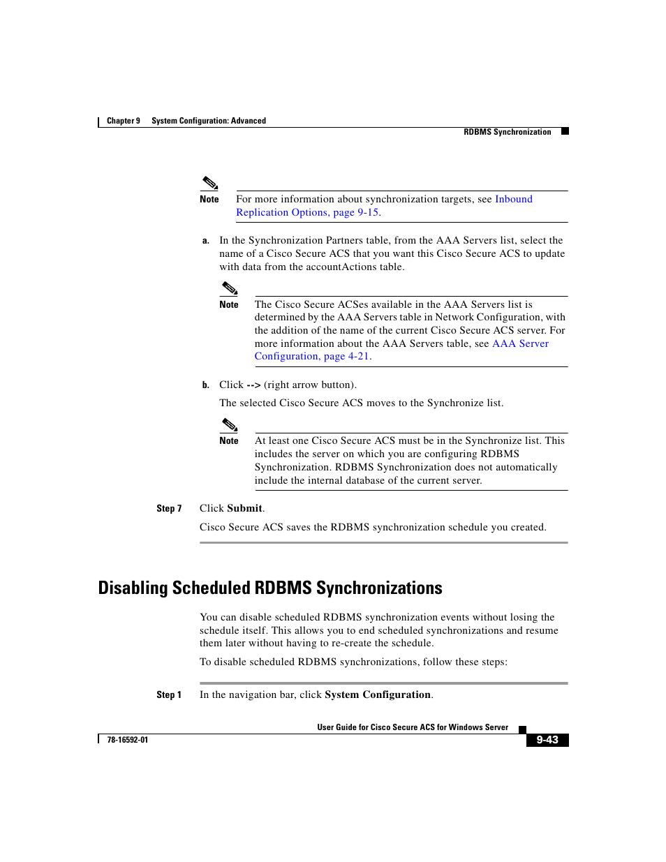 Disabling scheduled rdbms synchronizations | Cisco 3.3 User Manual | Page 371 / 860