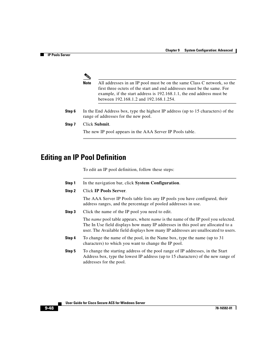 Editing an ip pool definition | Cisco 3.3 User Manual | Page 376 / 860