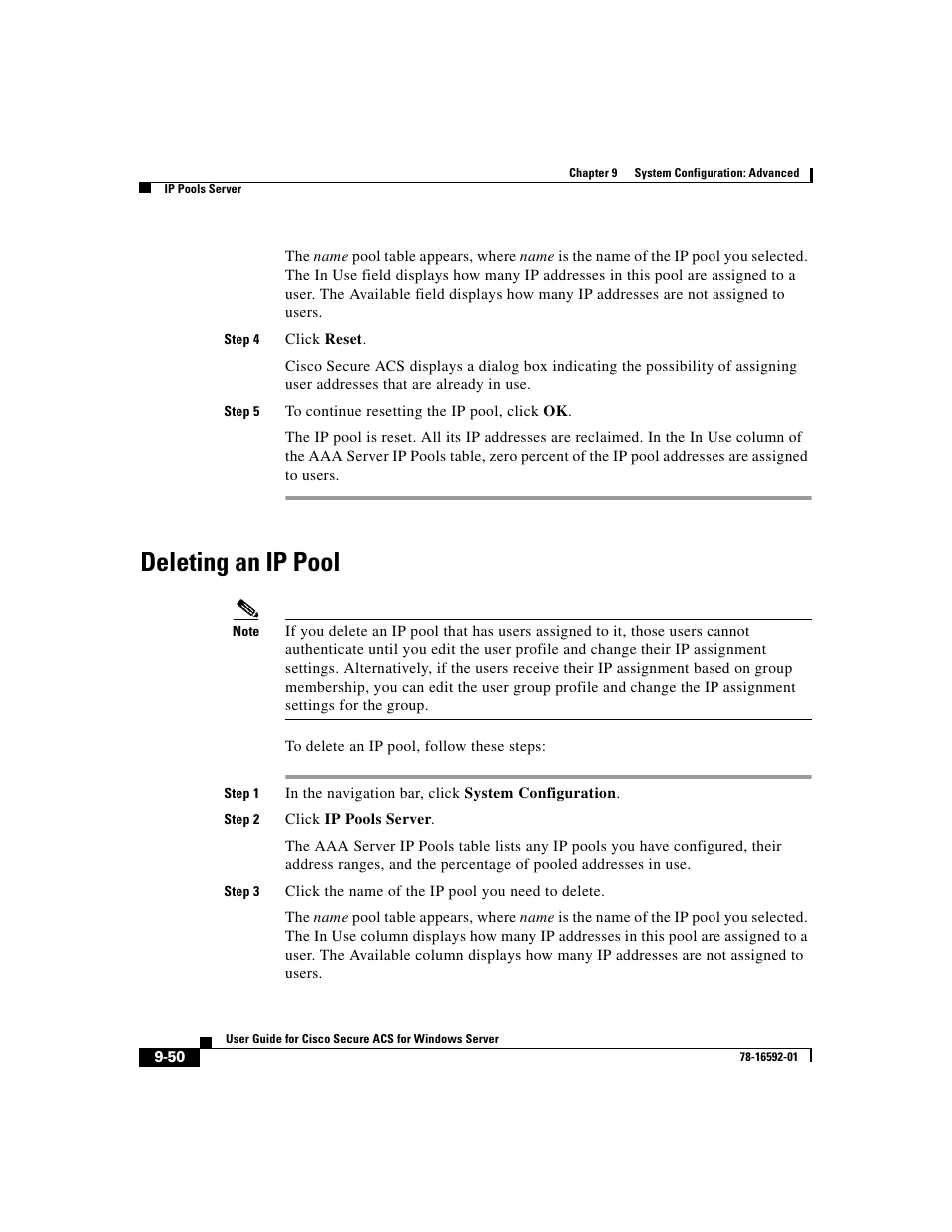 Deleting an ip pool | Cisco 3.3 User Manual | Page 378 / 860