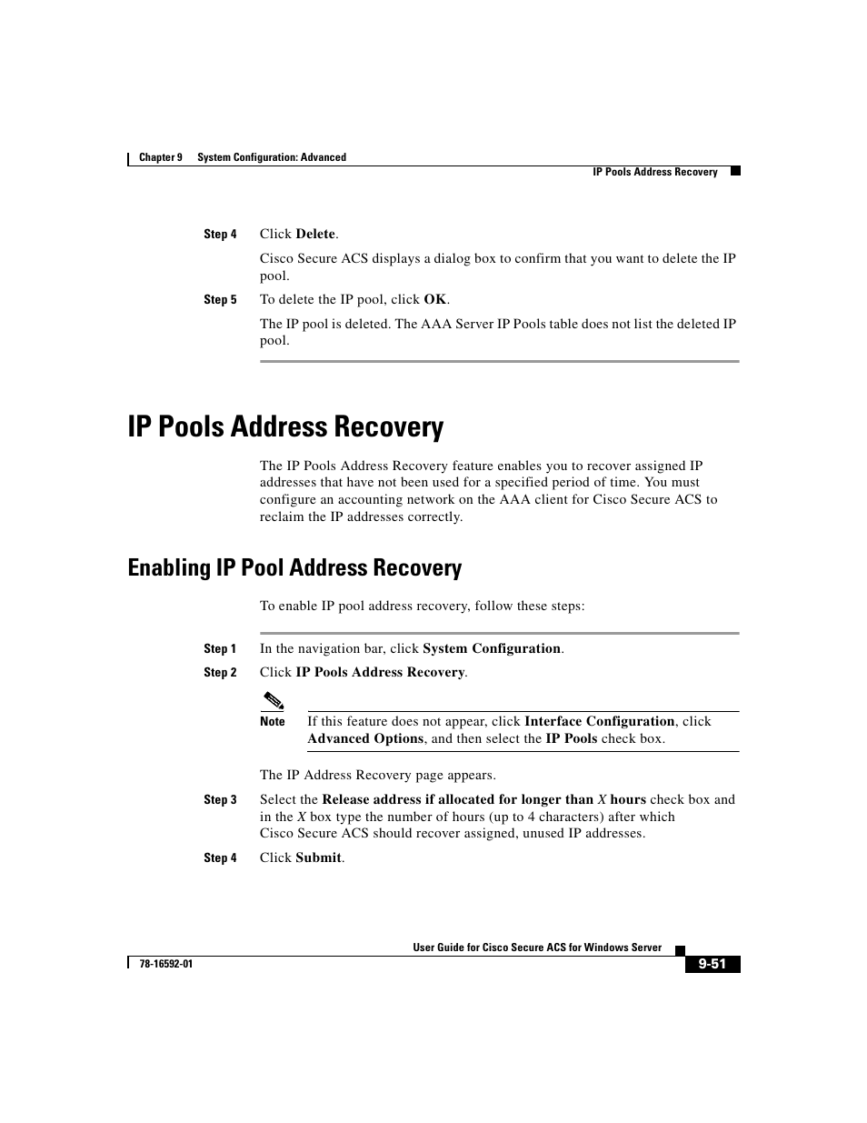 Ip pools address recovery, Enabling ip pool address recovery | Cisco 3.3 User Manual | Page 379 / 860