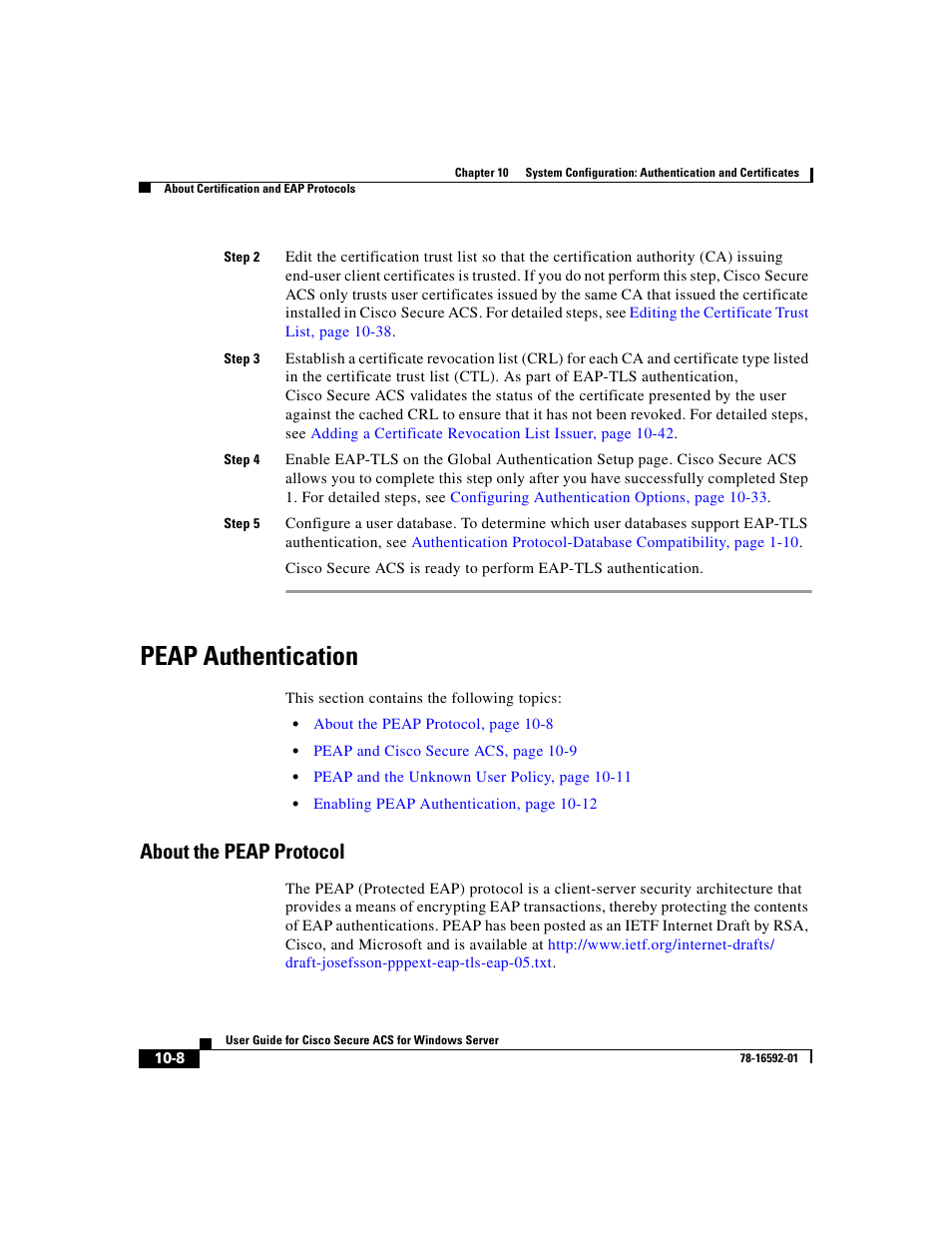 Peap authentication, About the peap protocol | Cisco 3.3 User Manual | Page 388 / 860