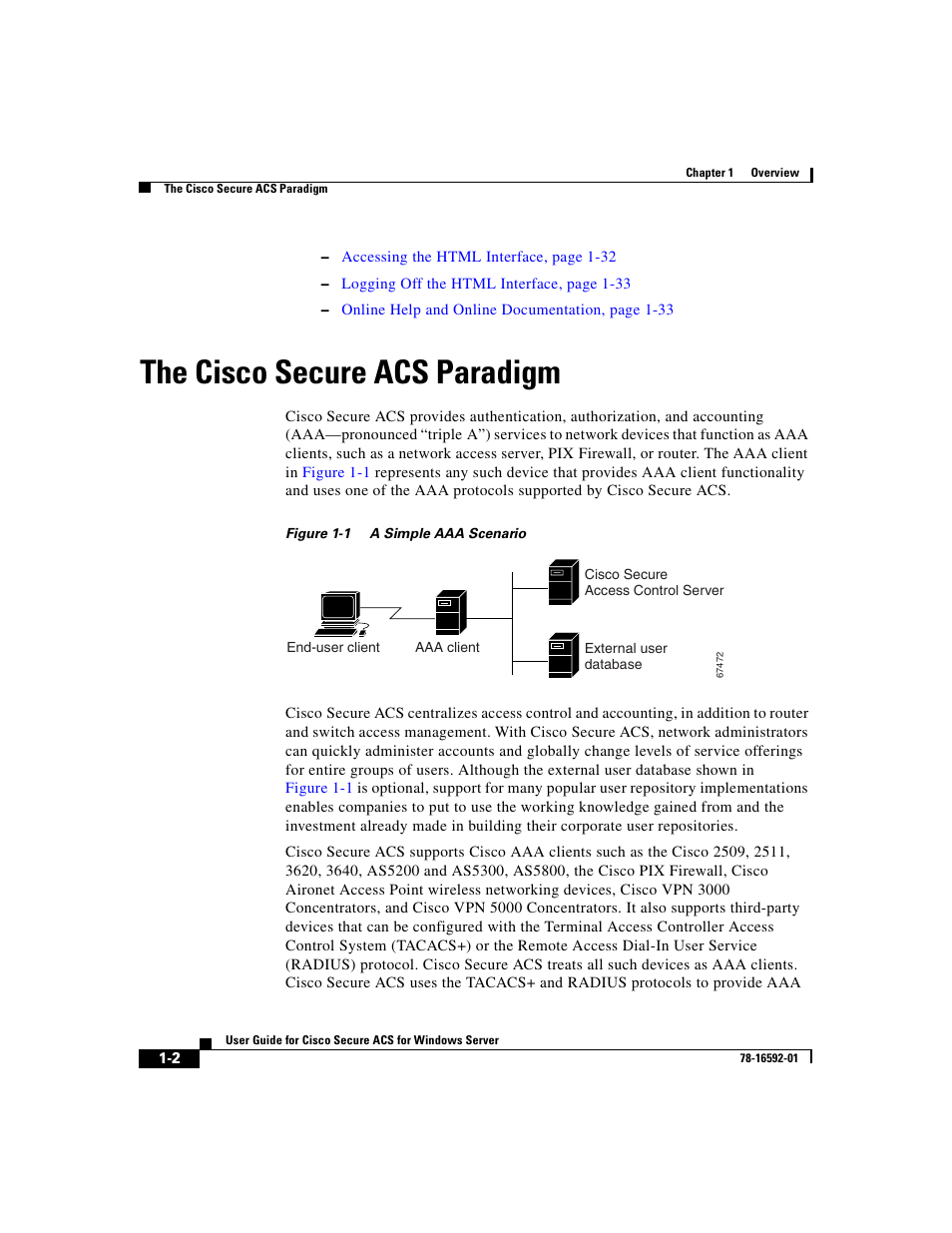 The ciscosecure acs paradigm, The cisco secure acs paradigm | Cisco 3.3 User Manual | Page 42 / 860