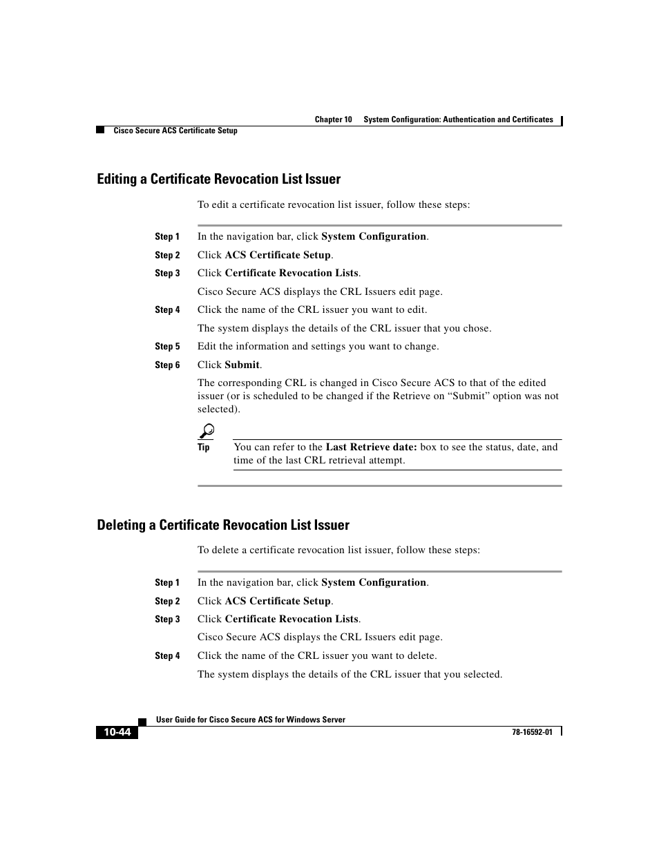Editing a certificate revocation list issuer, Deleting a certificate revocation list issuer | Cisco 3.3 User Manual | Page 424 / 860