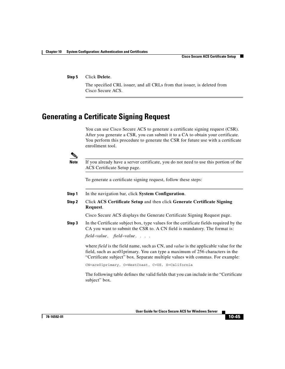 Generating a certificate signing request | Cisco 3.3 User Manual | Page 425 / 860