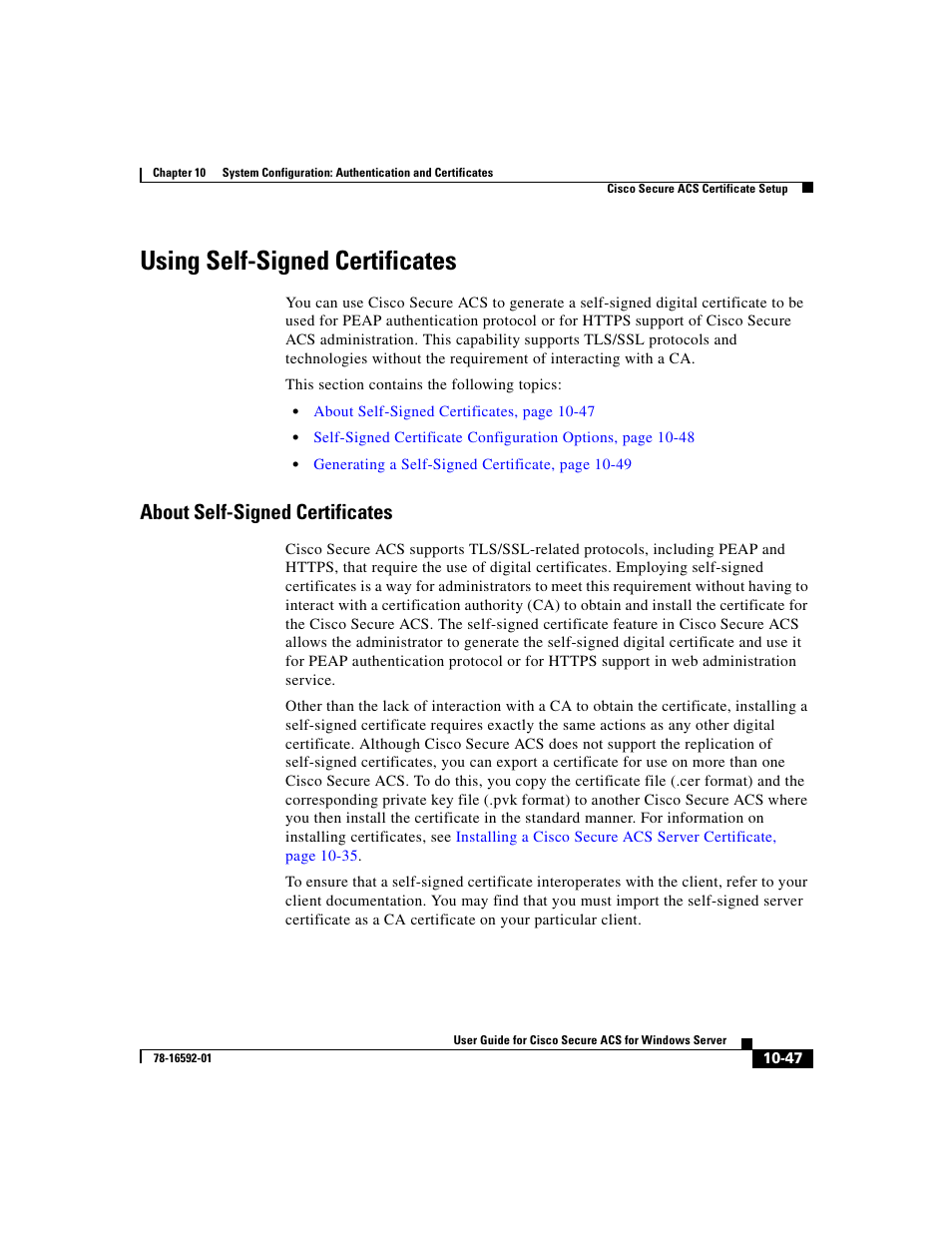 Using self-signed certificates, About self-signed certificates, Using self-signed | Cisco 3.3 User Manual | Page 427 / 860