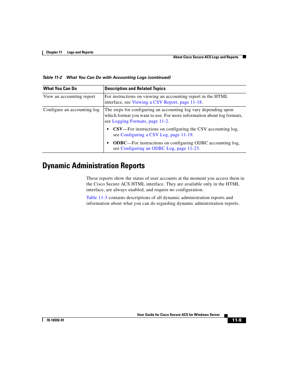 Dynamic administration reports, Dynamic administration | Cisco 3.3 User Manual | Page 441 / 860