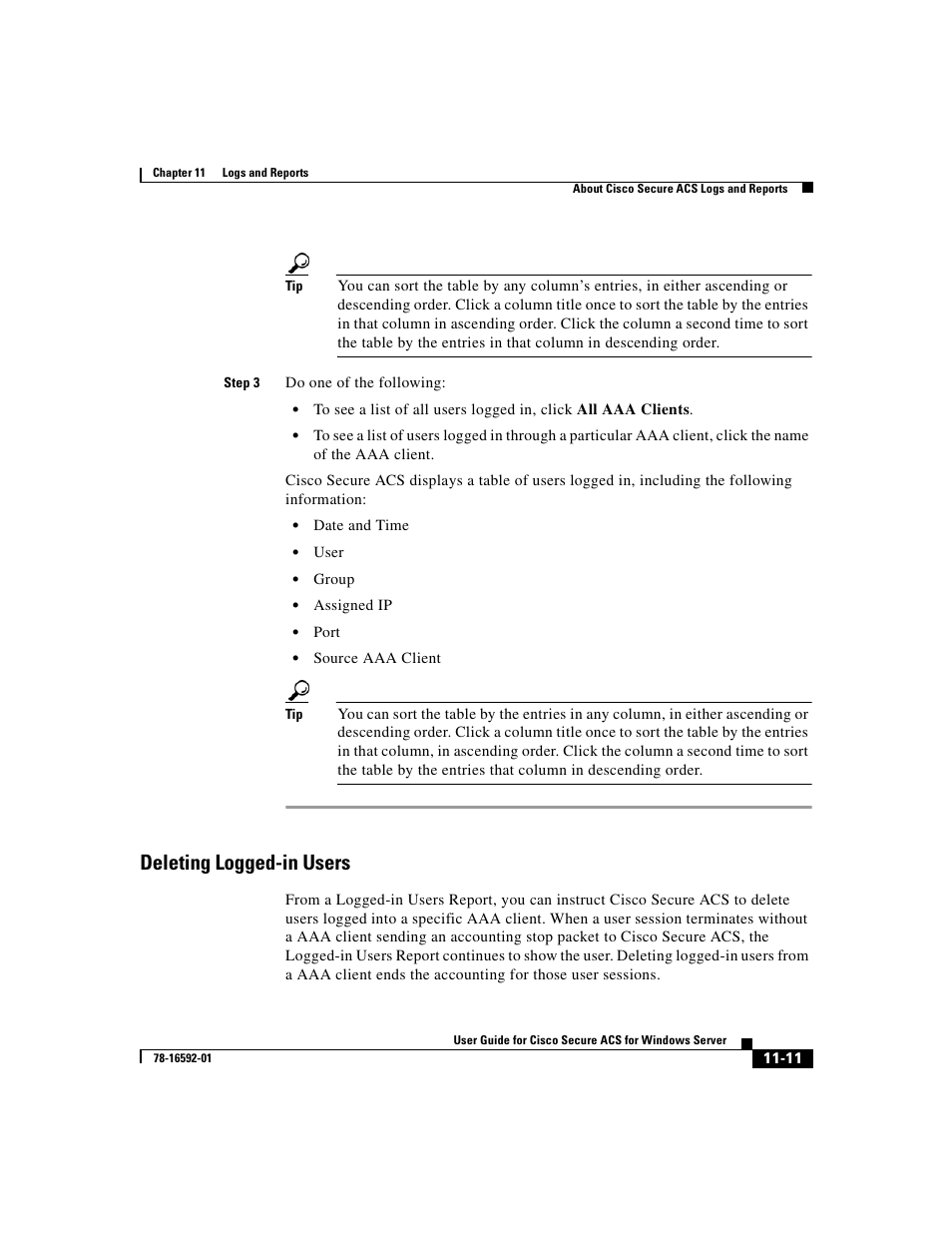 Deleting logged-in users | Cisco 3.3 User Manual | Page 443 / 860