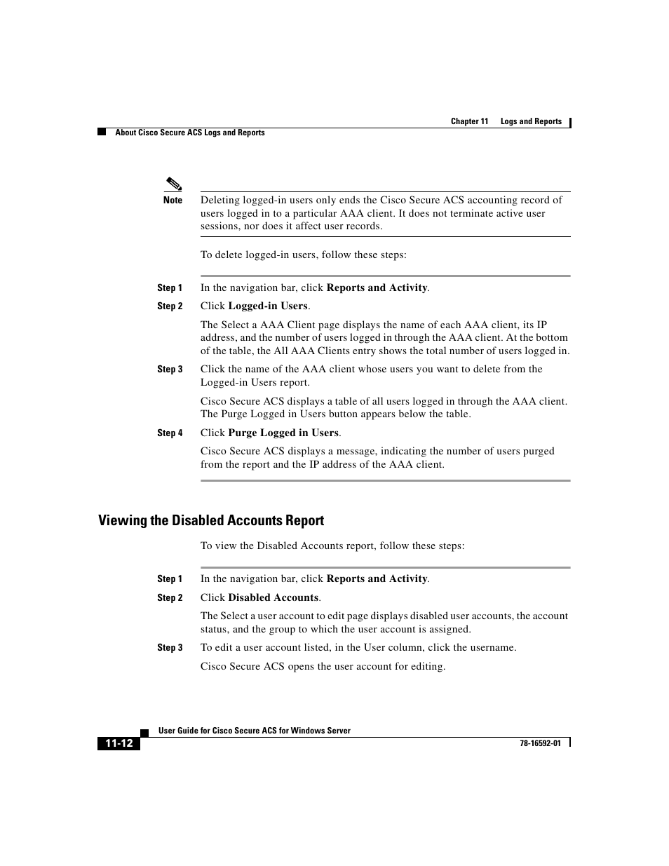 Viewing the disabled accounts report | Cisco 3.3 User Manual | Page 444 / 860