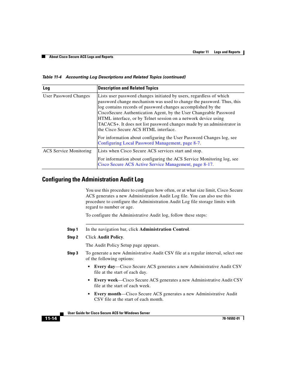 Configuring the administration audit log | Cisco 3.3 User Manual | Page 446 / 860