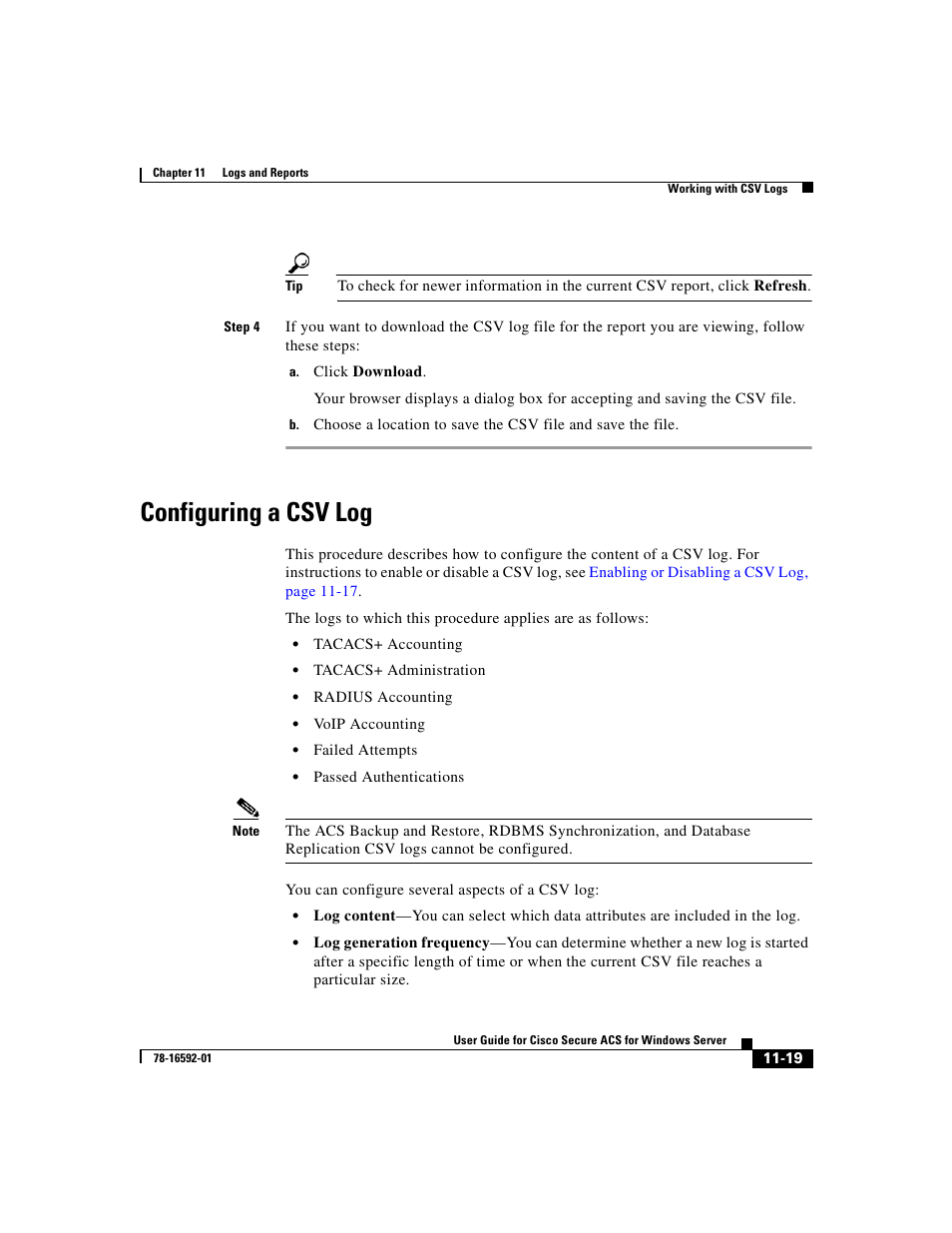 Configuring a csv log | Cisco 3.3 User Manual | Page 451 / 860