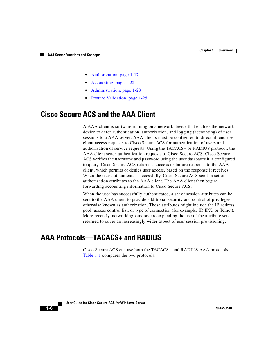 Ciscosecure acs and the aaa client, Aaa protocols—tacacs+ and radius, Cisco secure acs and the aaa client | Aaa protocols—tacacs | Cisco 3.3 User Manual | Page 46 / 860