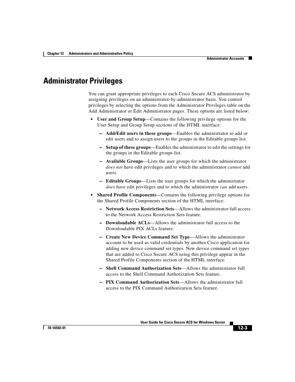 Administrator privileges | Cisco 3.3 User Manual | Page 469 / 860