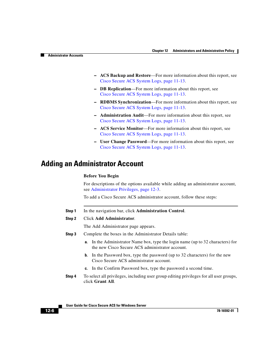 Adding an administrator account | Cisco 3.3 User Manual | Page 472 / 860