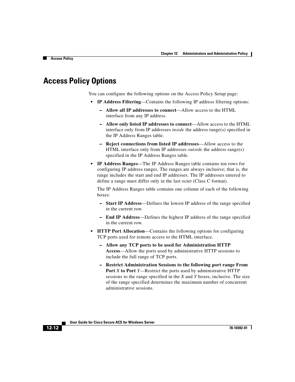 Access policy options | Cisco 3.3 User Manual | Page 478 / 860