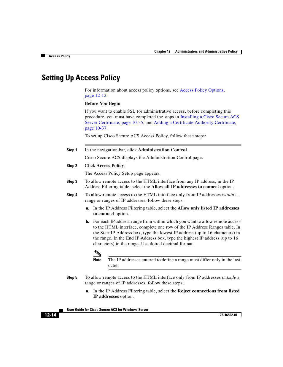 Setting up access policy | Cisco 3.3 User Manual | Page 480 / 860