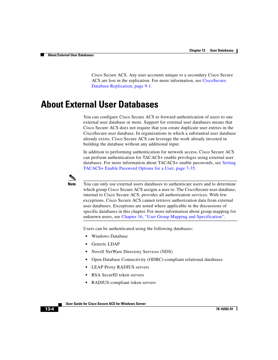 About external user databases, About external user | Cisco 3.3 User Manual | Page 488 / 860