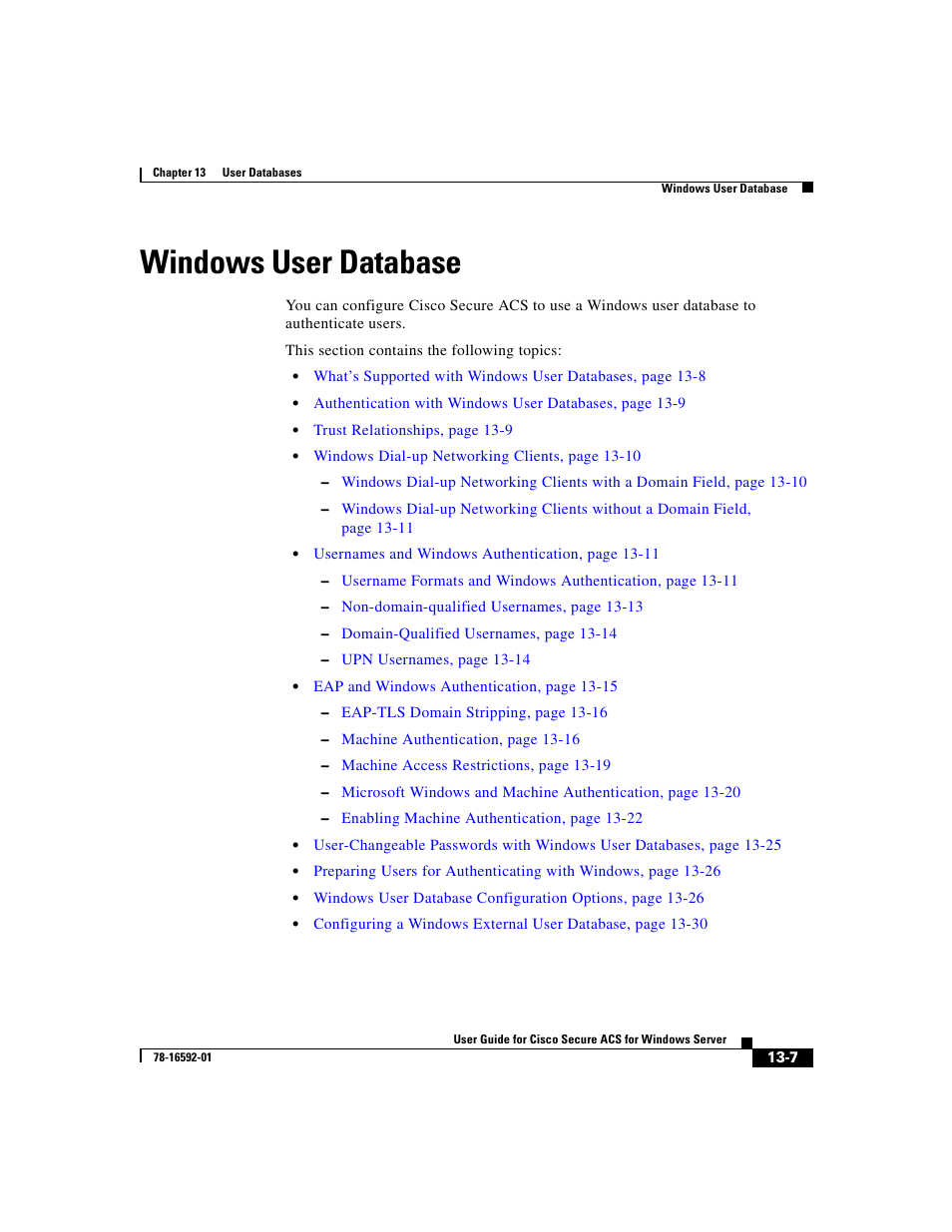 Windows user database, Windows user | Cisco 3.3 User Manual | Page 491 / 860