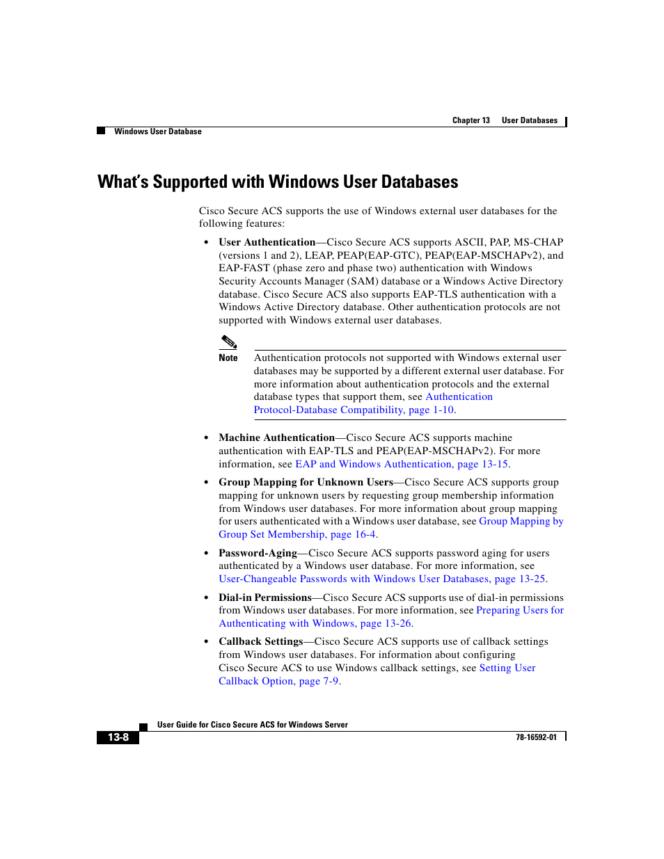 What’s supported with windows user databases | Cisco 3.3 User Manual | Page 492 / 860
