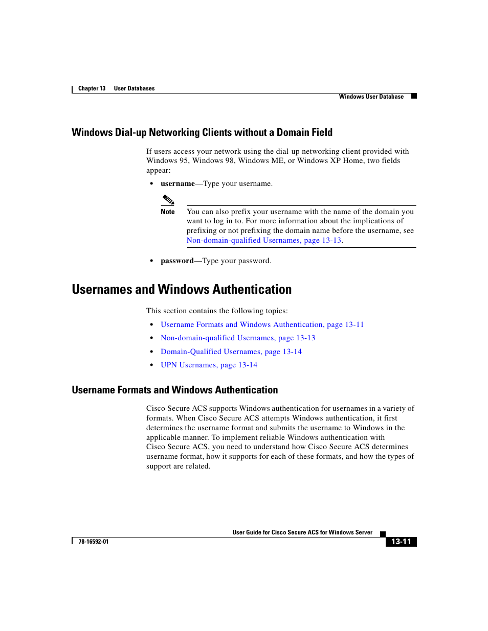 Usernames and windows authentication, Username formats and windows authentication | Cisco 3.3 User Manual | Page 495 / 860