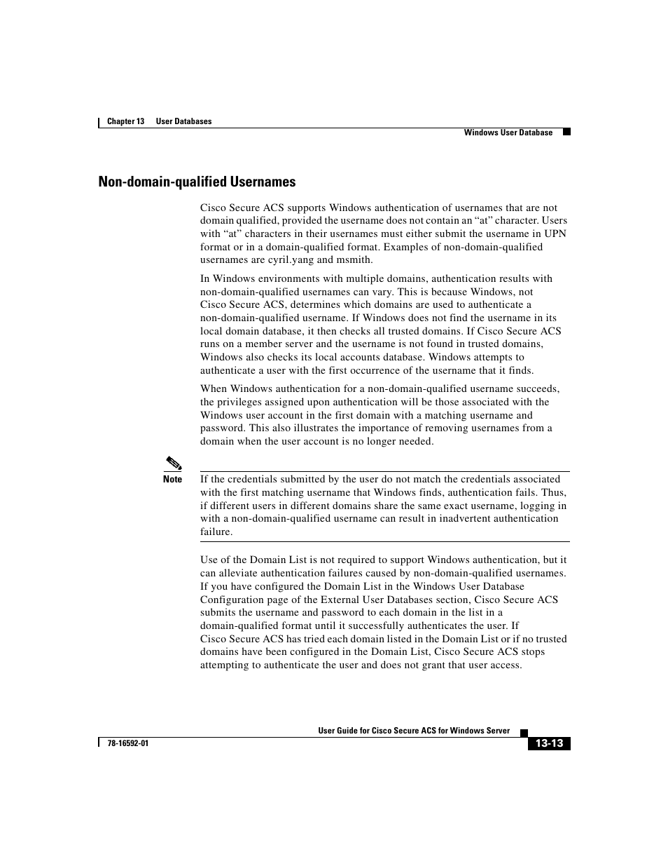 Non-domain-qualified usernames | Cisco 3.3 User Manual | Page 497 / 860